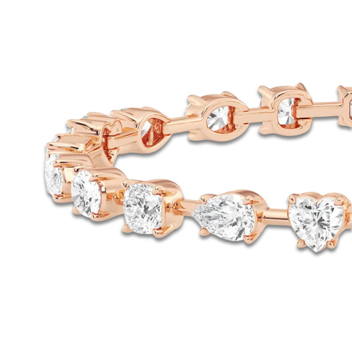 7 ctw Mixed Diamond Mixed Shapes Bracelet - 7 Inches 18K Rose Gold, DE, VS1