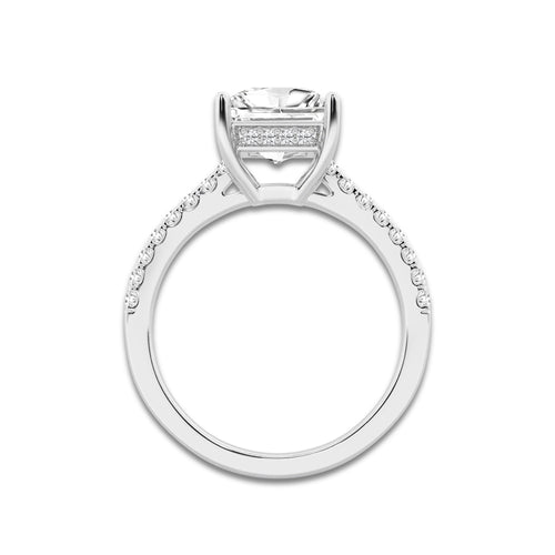 2.25 ctw Princess Lab-Grown Diamond Hidden Halo Side Stone Engagement Ring in 18K White Gold for Women | Colorless D, VVS1 Clarity, IGI Certified 2.00 ct Center Diamond