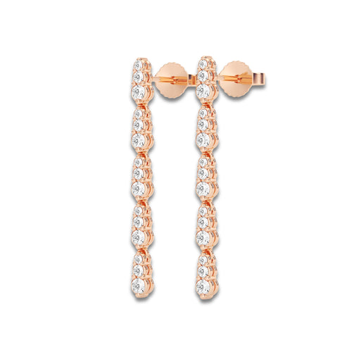 1/2 ctw Round Lab Grown Diamond Graduated Dangle Earrings 18K Rose Gold, DE, VS1