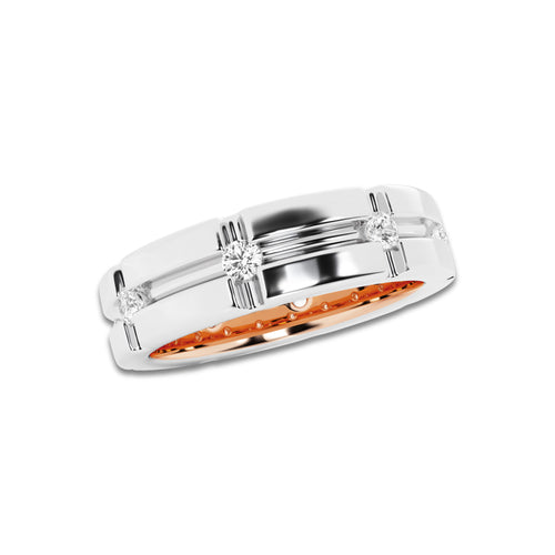 1/2 ctw Round Lab Grown Diamond Men's Wedding Band 14K Two-Tone White & Rose Gold, DE, VS1