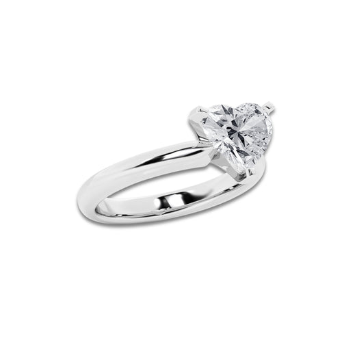 2.00 ctw Heart Lab-Grown Diamond Minimalist Engagement Ring in Platinum for Women | E Color, VS1 Clarity, IGI Certified