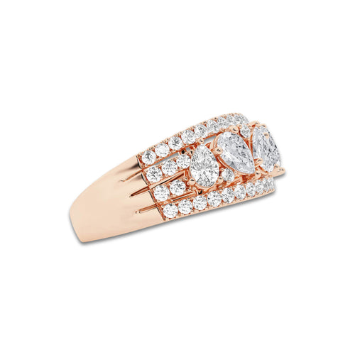 Serenade 1 1/2 ctw Pear and Round Lab Grown Diamond Alternating Band 14K Rose Gold, DE, VS1