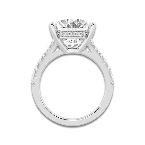 6.44 ctw Oval Lab-Grown Diamond Hidden Halo Side Stone Engagement Ring in Platinum for Women | Colorless D, VVS1 Clarity, IGI Certified 6.00 ct Center Diamond
