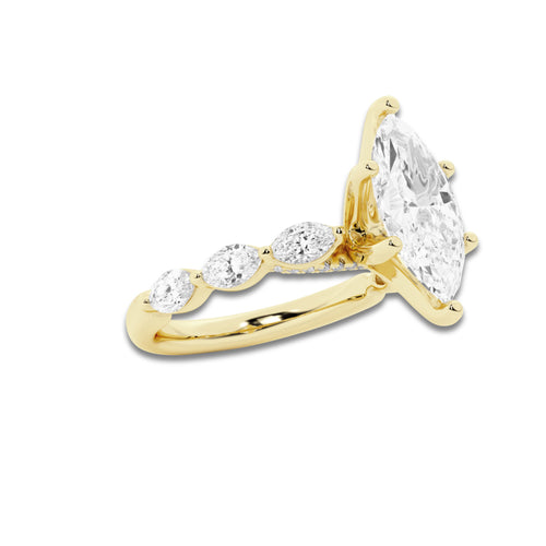 8.48 ctw Marquise Lab-Grown Diamond Marquise Side Stone Engagement Ring in 14K Yellow Gold for Women | Colorless D, VVS1 Clarity, IGI Certified 8.00 ct Center Diamond