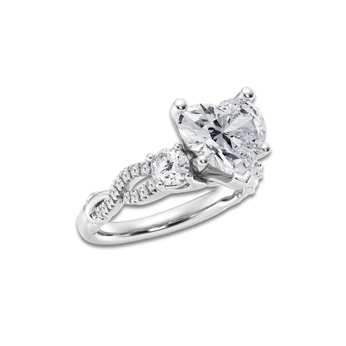 3.60 ctw Heart Lab-Grown Diamond Side Stone Engagement Ring in Platinum for Women | Colorless D, VVS1 Clarity, IGI Certified 3.00 ct Center Diamond