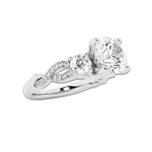 2.62 ctw Round Lab-Grown Diamond Side Stone Engagement Ring in Platinum for Women | Colorless D, VVS1 Clarity, IGI Certified 2.00 ct Center Diamond