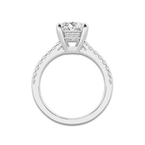 2.75 ctw Radiant Lab-Grown Diamond Hidden Halo Side Stone Engagement Ring in Platinum for Women | Colorless E, VS1 Clarity, IGI Certified 2.50 ct Center Diamond