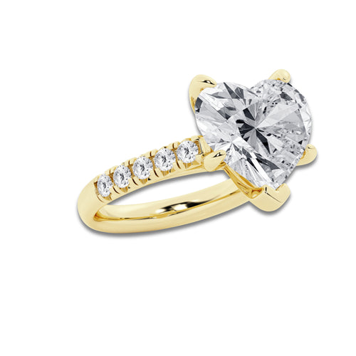 8.55 ctw Heart Lab-Grown Diamond Pave Engagement Ring in 14K Yellow Gold for Women | D Color, VVS1 Clarity, IGI Certified 8.00 ct Center Diamond