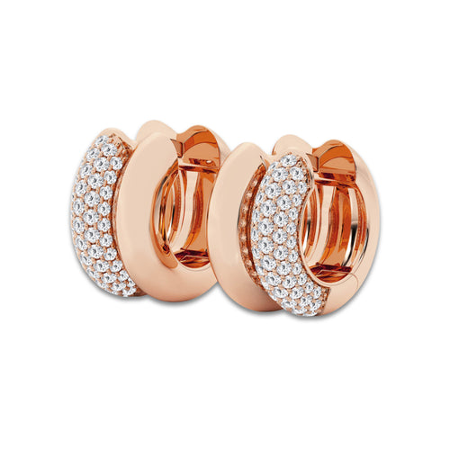 1 ctw Round Lab Grown Diamond High Polish Double Hoop Earrings 14K Rose Gold, DE, VS1