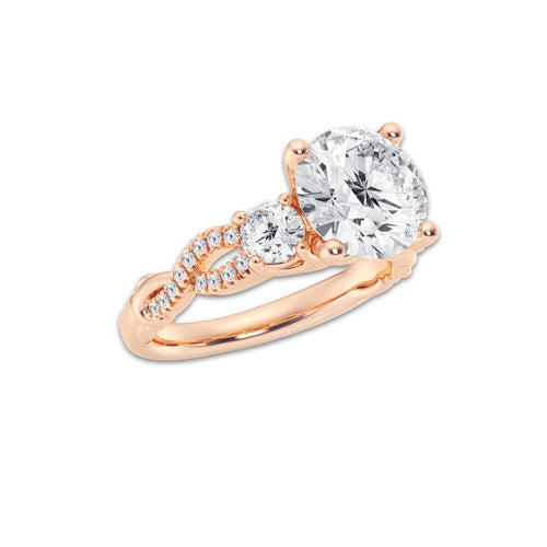 7.61 ctw Round Lab-Grown Diamond Side Stone Engagement Ring in 14K Rose Gold for Women | Colorless E, VS1 Clarity, IGI Certified 7.00 ct Center Diamond