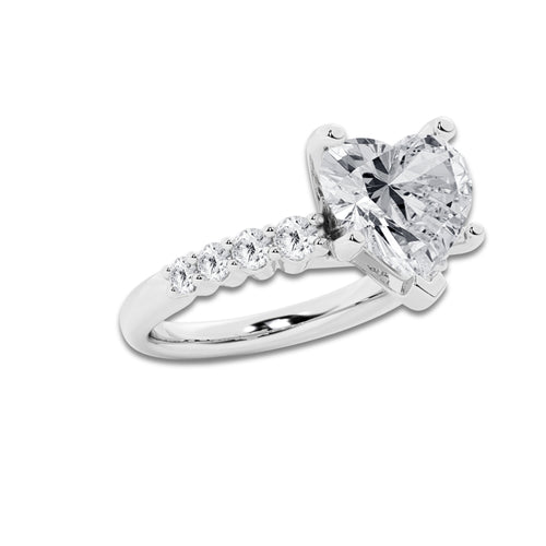 8.66 Ct Heart Lab-Grown Diamond Half Eternity Engagement Ring in Platinum for Female, Colorless (E), VS1 Clarity | IGI Certified, 8.00 Ct Center Diamond