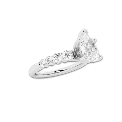 2.54 ctw Pear Lab-Grown Diamond Side Stone Engagement Ring in Platinum for Women | Colorless D, VVS1 Clarity, IGI Certified 2.00 Ct Center Diamond