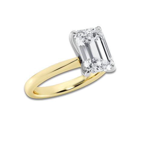 4.00 ctw Emerald Lab-Grown Diamond Solitaire Engagement Ring in 14K White Gold And Yellow Gold for Women | Colorless D, VVS1 Clarity, IGI Certified