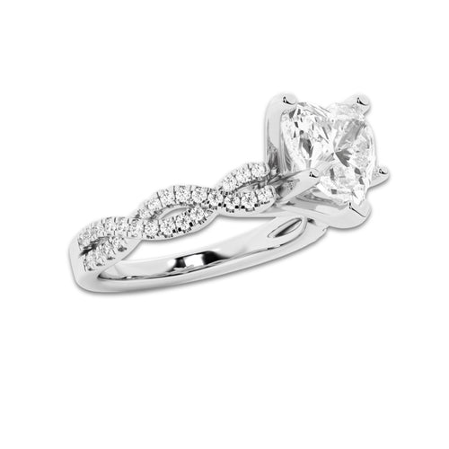 1.75 ctw Heart Lab-Grown Diamond Twisted Shank Engagement Ring in Platinum for Women | D Color, VVS1 Clarity, IGI Certified 1.50 ct Center Diamond
