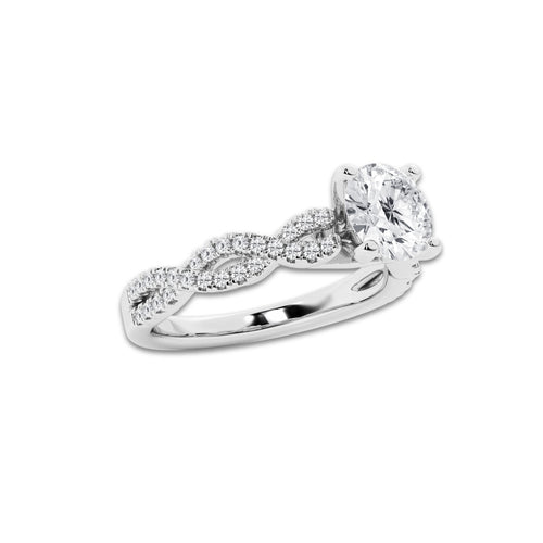 1.00 ctw Round Lab-Grown Diamond Twisted Shank Engagement Ring in Platinum for Women | E Color, VS1 Clarity, Not Certified 0.75 ct Center Diamond