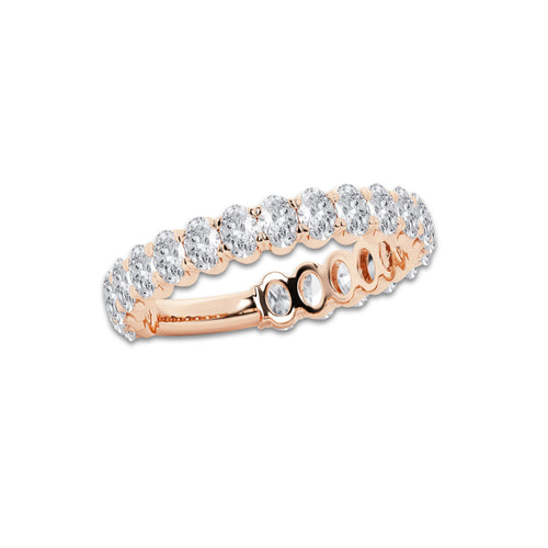 1 1/2 ctw Oval Lab Grown Diamond Three Quarter Eternity Wedding Band 14K Rose Gold, DE, VS1