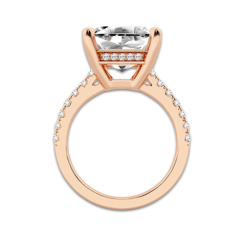 7.40 ctw Asscher Lab-Grown Diamond Hidden Halo Side Stone Engagement Ring in 18K Rose Gold for Women | Colorless D, VVS1 Clarity, IGI Certified 7.00 ct Center Diamond