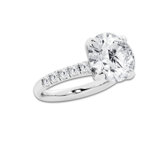 8 1/2 ctw Round Lab Grown Diamond French Pave Engagement Ring Platinum, D, VVS | 8 ct Center