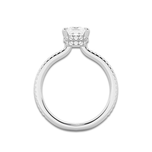 1 7/8 ctw Cushion Lab Grown Diamond Double Hidden Halo Engagement Ring Platinum, E, VS1 | 1 1/2 ct Center