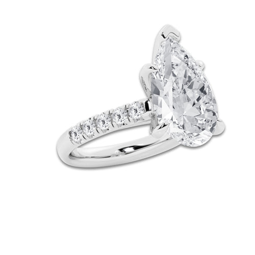 7.55 ctw Pear Lab-Grown Diamond Pave Engagement Ring in Platinum for Women | D Color, VVS1 Clarity, IGI Certified 7.00 ct Center Diamond