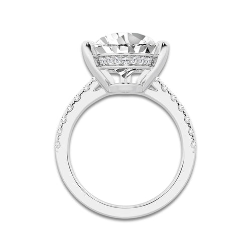 6.39 ctw Pear Lab-Grown Diamond Hidden Halo Side Stone Engagement Ring in 18K White Gold for Women | Colorless D, VVS1 Clarity, IGI Certified 6.00 ct Center Diamond