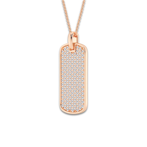 1 1/2 ctw Round Lab Grown Diamond Dog Tag Pendant 14K Rose Gold, DE, VS1
