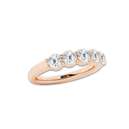 Frida 1 1/2 ctw Round Lab Grown Diamond Five Stone Shared Prong Anniversary Band 14K Rose Gold, DE, VS1