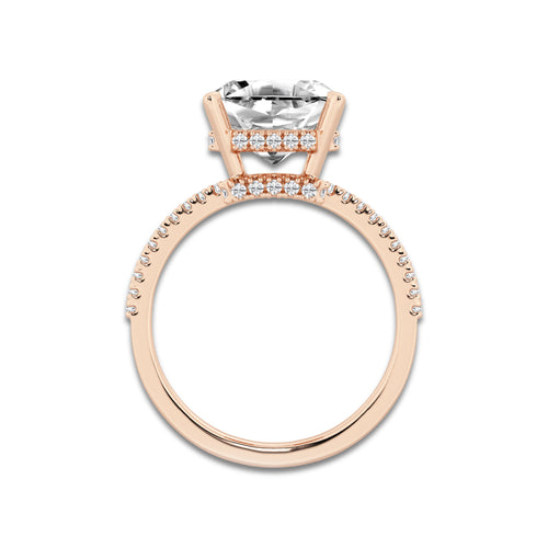 Emrey 4 1/3 ctw Asscher Lab Grown Diamond Side Stone Engagement Ring 18K Rose Gold, D, VVS | IGI Certified, 4 ct Center