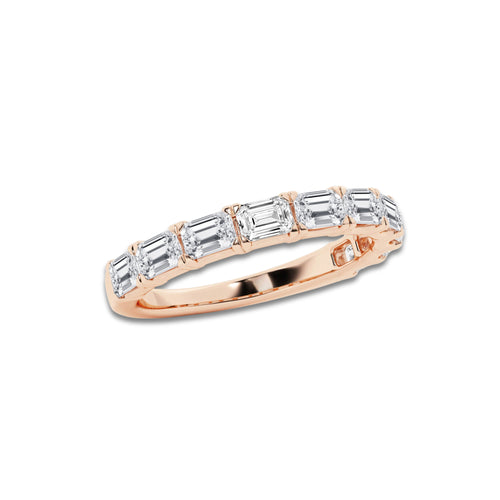 Marina 1 1/2 ctw Emerald Lab Grown Diamond East-West Wedding Band 14K Rose Gold, DE, VS1