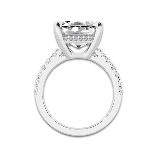 6.40 ctw Asscher Lab-Grown Diamond Hidden Halo Side Stone Engagement Ring in Platinum for Women | Colorless D, VVS1 Clarity, IGI Certified 6.00 ct Center Diamond
