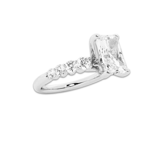 2.04 ctw Radiant Lab-Grown Diamond Side Stone Engagement Ring in 14K White Gold for Women | Colorless D, VVS1 Clarity, IGI Certified 1.50 Ct Center Diamond