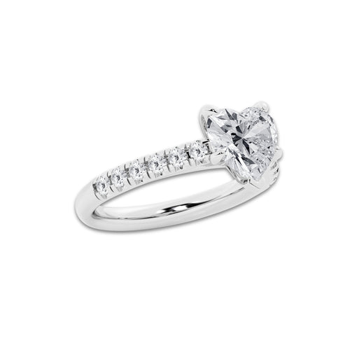 2.41 ctw Heart Lab-Grown Diamond Pave Engagement Ring in Platinum for Women | D Color, VVS1 Clarity, IGI Certified 2.00 ct Center Diamond
