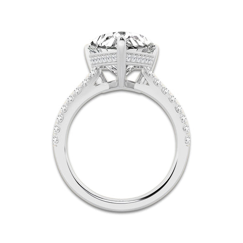 6.44 ctw Heart Lab-Grown Diamond Hidden Halo Side Stone Engagement Ring in 18K White Gold for Women | Colorless E, VS1 Clarity, IGI Certified 6.00 ct Center Diamond