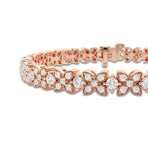 4 ctw Round Lab Grown Diamond X+O Bracelet - 7 Inches 14K Rose Gold, DE, VS1