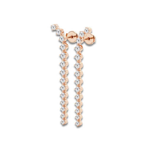 2 ctw Round Lab Grown Diamond Curved Drop Earrings 14K Rose Gold, DE, VS1