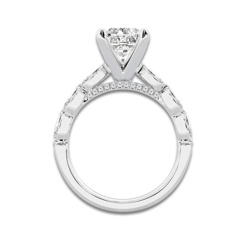 3.48 ctw Radiant Lab-Grown Diamond Marquise Side Stone Engagement Ring in 14K White Gold for Women | Colorless E, VS1 Clarity, IGI Certified 3.00 ct Center Diamond