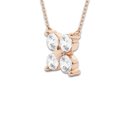 1 1/2 ctw Round Lab Grown Diamond Four-Stone Pendant with Adjustable Chain 14K Rose Gold, DE, VS1