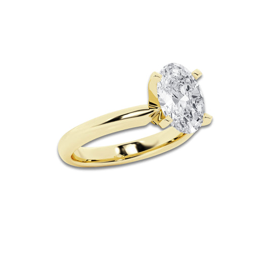 6.00 ctw Oval Lab-Grown Diamond Minimalist Engagement Ring in 14K Yellow Gold for Women | E Color, VS1 Clarity, IGI Certified