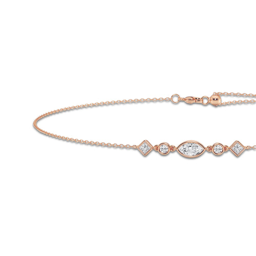 1/2 ctw Multi-Shape Lab Grown Diamond Anklet 14K Rose Gold, DE, VS1