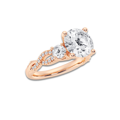 7.61 ctw Round Lab-Grown Diamond Side Stone Engagement Ring in 14K Rose Gold for Women | Colorless D, VVS1 Clarity, IGI Certified 7.00 ct Center Diamond