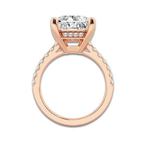 7.47 ctw Radiant Lab-Grown Diamond Hidden Halo Side Stone Engagement Ring in 18K Rose Gold for Women | Colorless D, VVS1 Clarity, IGI Certified 7.00 ct Center Diamond