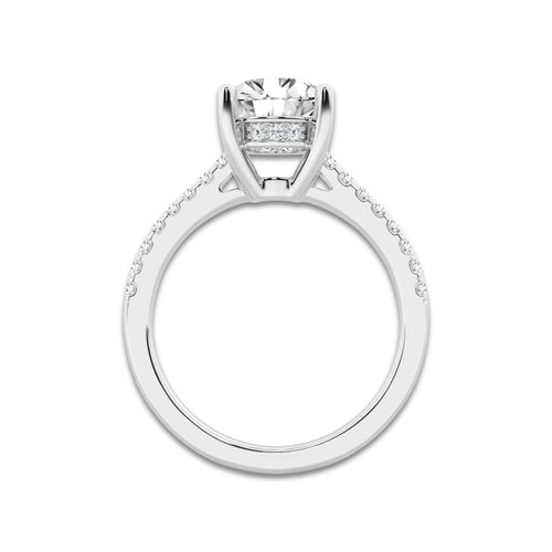 2.23 ctw Round Lab-Grown Diamond Hidden Halo Side Stone Engagement Ring in Platinum for Women | Colorless E, VS1 Clarity, IGI Certified 2.00 ct Center Diamond