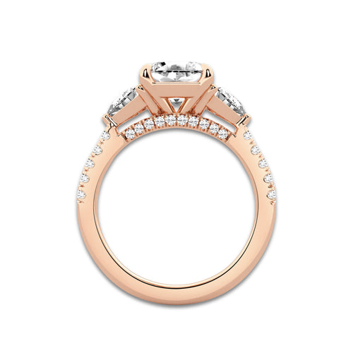 3 1/4 ctw Asscher Lab Grown Diamond Three-Stone Bridal Set 14K Rose Gold, E, VS1 | 2 ct Center