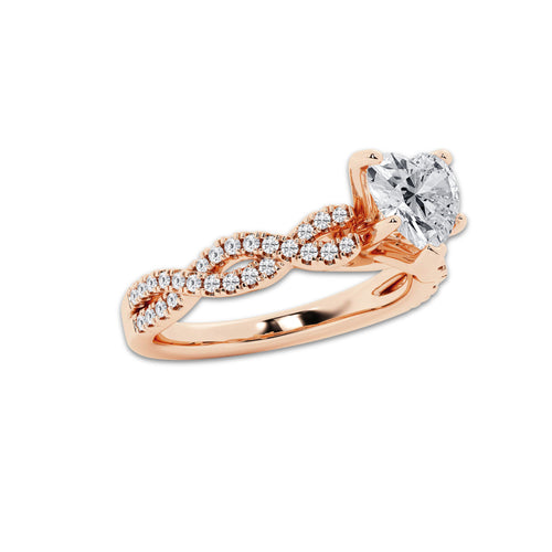 1.25 ctw Heart Lab-Grown Diamond Twisted Shank Engagement Ring in 14K Rose Gold for Women | D Color, VVS1 Clarity, IGI Certified 1.00 ct Center Diamond