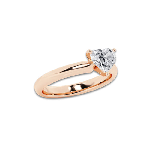 1.00 ctw Heart Lab-Grown Diamond Minimalist Engagement Ring in 14K Rose Gold for Women | E Color, VS1 Clarity, IGI Certified