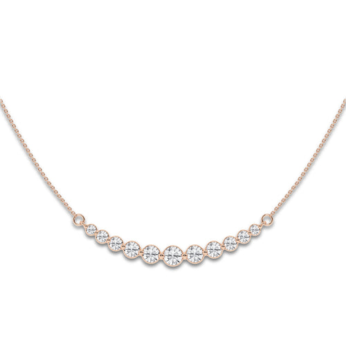 1 ctw Round Lab Grown Diamond Curved Center Necklace 14K Rose Gold, DE, VS1