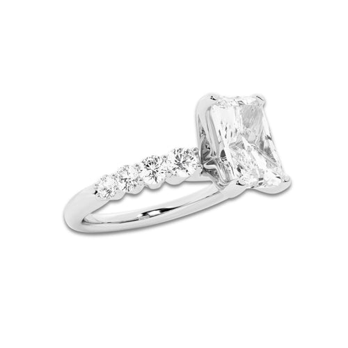 2.54 ctw Radiant Lab-Grown Diamond Side Stone Engagement Ring in 14K White Gold for Women | Colorless D, VVS1 Clarity, IGI Certified 2.00 Ct Center Diamond