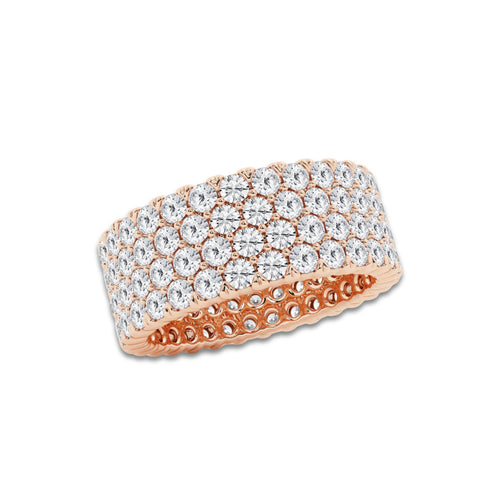 Dakota 4 ctw Round Lab Grown Diamond Multi-Row Eternity Band - 7.8mm Width 14K Rose Gold, DE, VS1
