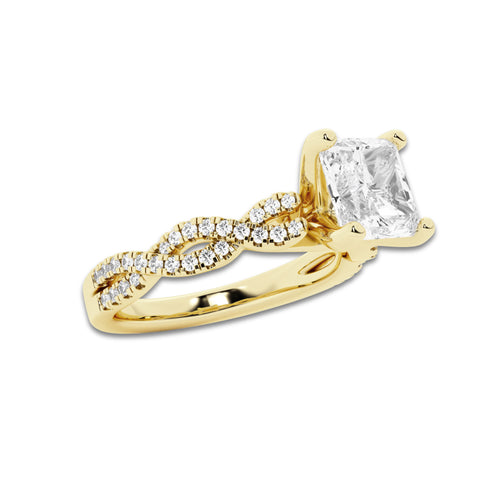 1.75 ctw Asscher Lab-Grown Diamond Twisted Shank Engagement Ring in 14K Yellow Gold for Women | E Color, VS1 Clarity, IGI Certified 1.50 ct Center Diamond