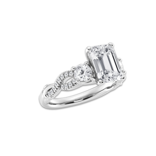 8.61 ctw Emerald Lab-Grown Diamond Side Stone Engagement Ring in Platinum for Women | Colorless E, VS1 Clarity, IGI Certified 8.00 ct Center Diamond